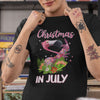 Christmas In July Flamingo Mid of Year Summer Vacation Funny Shirt