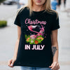 Christmas In July Flamingo Mid of Year Summer Vacation Funny Shirt