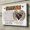 Couple 1 Year Wedding Anniversary Forever To Go Personalized Canvas