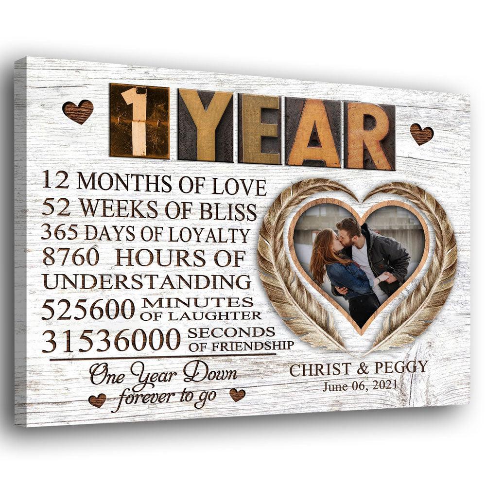 Couple 1 Year Wedding Anniversary Forever To Go Personalized Canvas