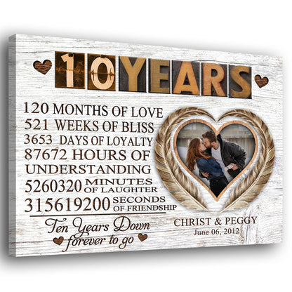 Couple 10 Years Wedding Anniversary Forever To Go Personalized Canvas