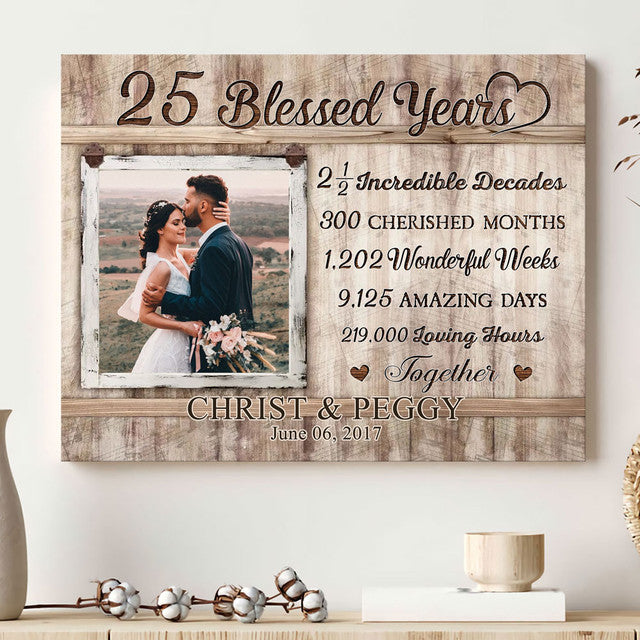 Custom 25 Year Anniversary Photo Collage Canvas, 25th-Anniversary Gift For  Husband, 25th Wedding Anniversary Gift - Best Personalized Gifts For  Everyone