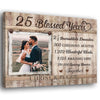 Couple 25 Years Wedding Anniversary Blessed Personalized Canvas