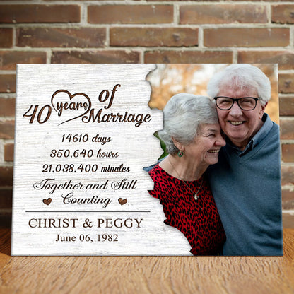 Couple 40 Years Wedding Anniversary Still Counting Personalized Canvas