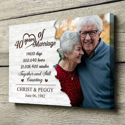 Couple 40 Years Wedding Anniversary Still Counting Personalized Canvas