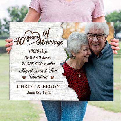 Couple 40 Years Wedding Anniversary Still Counting Personalized Canvas