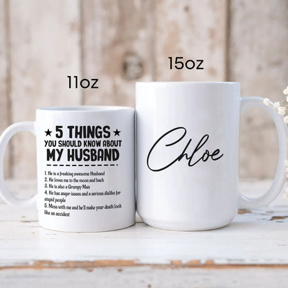 Couple 5 Things About Husband Funny Personalized Mug