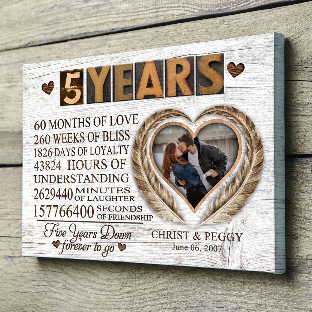 Couple 5 Years Wedding Anniversary Forever To Go Personalized Canvas