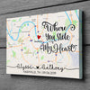 Couple Anniversary Map Where You Stole My Heart Personalized Canvas