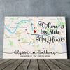 Couple Anniversary Map Where You Stole My Heart Personalized Canvas