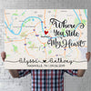 Couple Anniversary Map Where You Stole My Heart Personalized Canvas