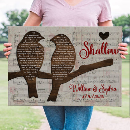 Couple Anniversary Song Lyrics Love Birds Vintage Personalized Canvas