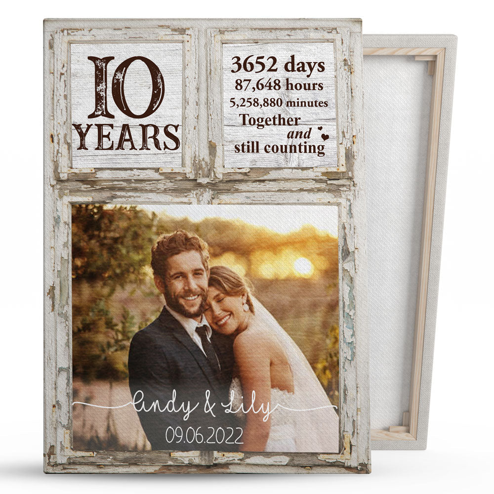 Couple Husband Wife 10th Wedding Anniversary Personalized Canvas