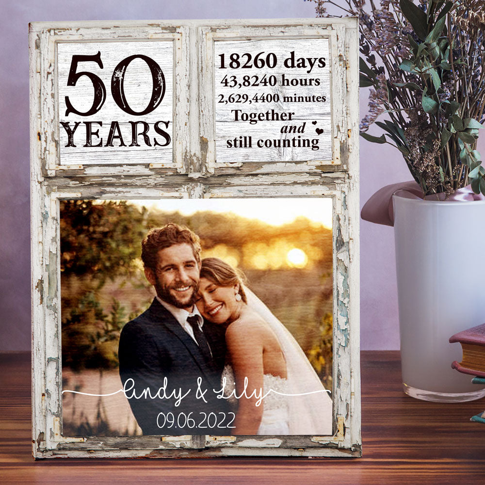 Couple Husband Wife 50th Wedding Anniversary Personalized Canvas