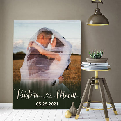 62844-Personalized Picture Anniversary Canvas Couple Wall Art Home Decor Gift For Him For Her H1