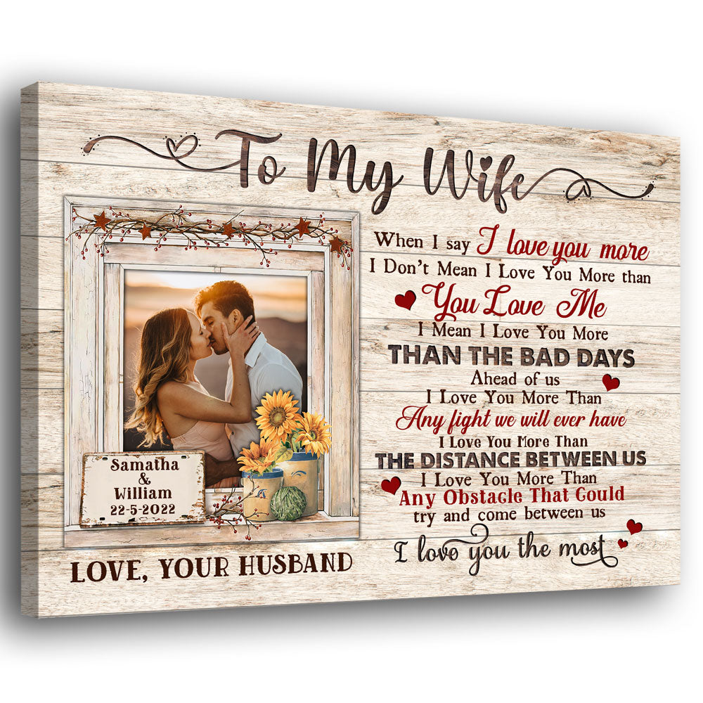 Couple Love You More Wedding Anniversary Personalized Canvas