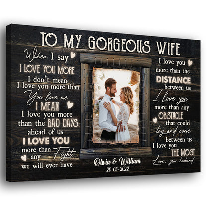 Couple My Gorgeous Wife Wedding Anniversary Personalized Canvas