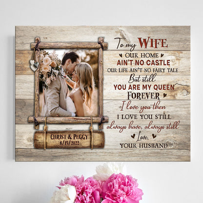 Couple Wife Husband My Queen Wedding Anniversary Personalized Canvas