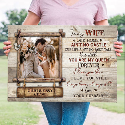 Couple Wife Husband My Queen Wedding Anniversary Personalized Canvas