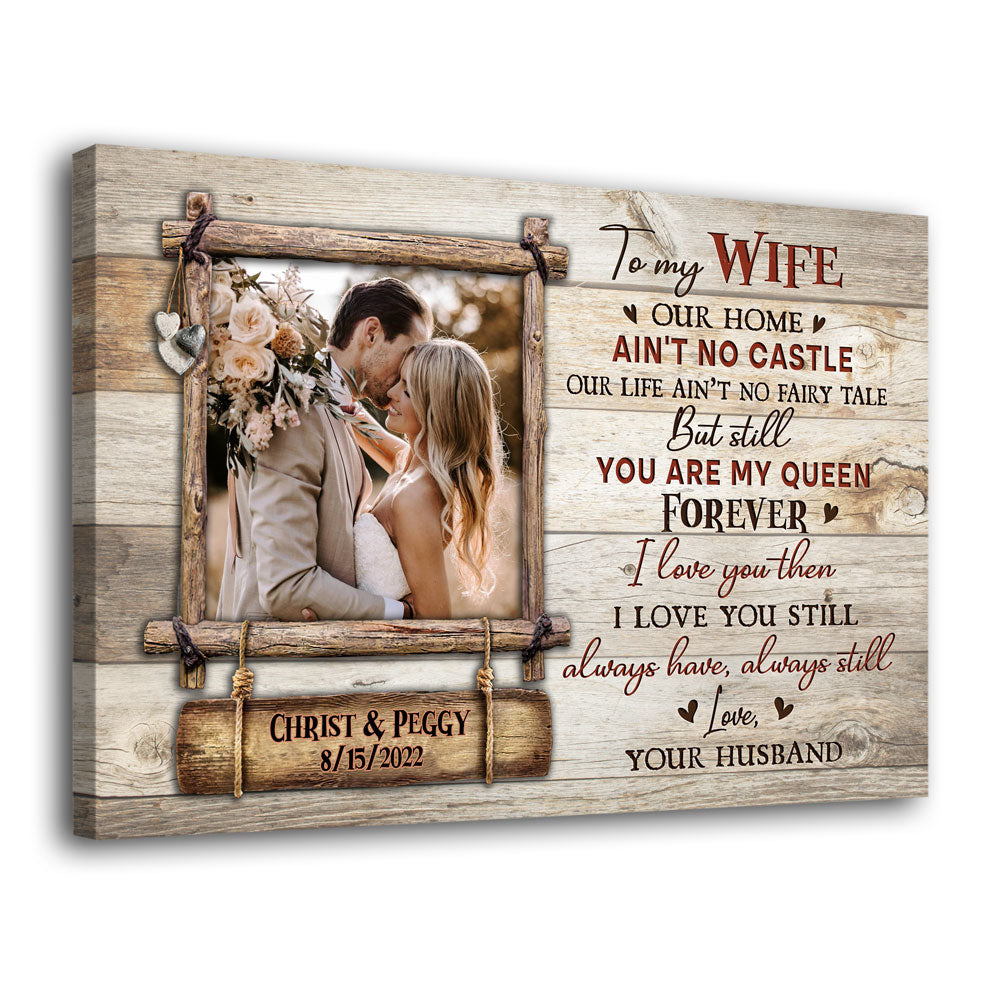 Couple Wife Husband My Queen Wedding Anniversary Personalized Canvas