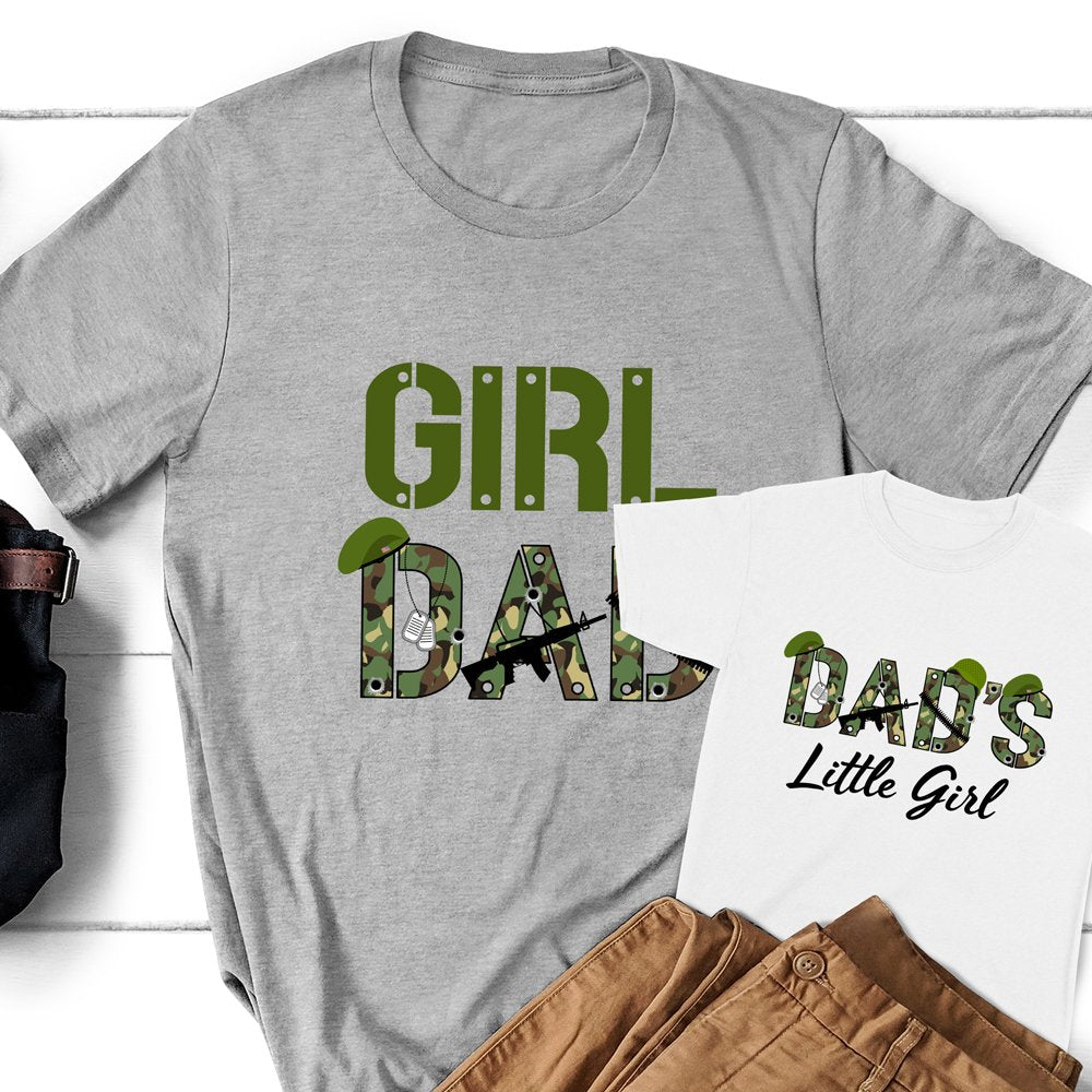 Dad & Daughter Girl Dad Army Military Dad's Little Girl Matching Shirt -  Vista Stars - Personalized gifts for the loved ones