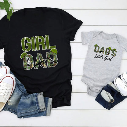 Dad & Daughter Girl Dad Army Military Dad's Little Girl Matching Shirts