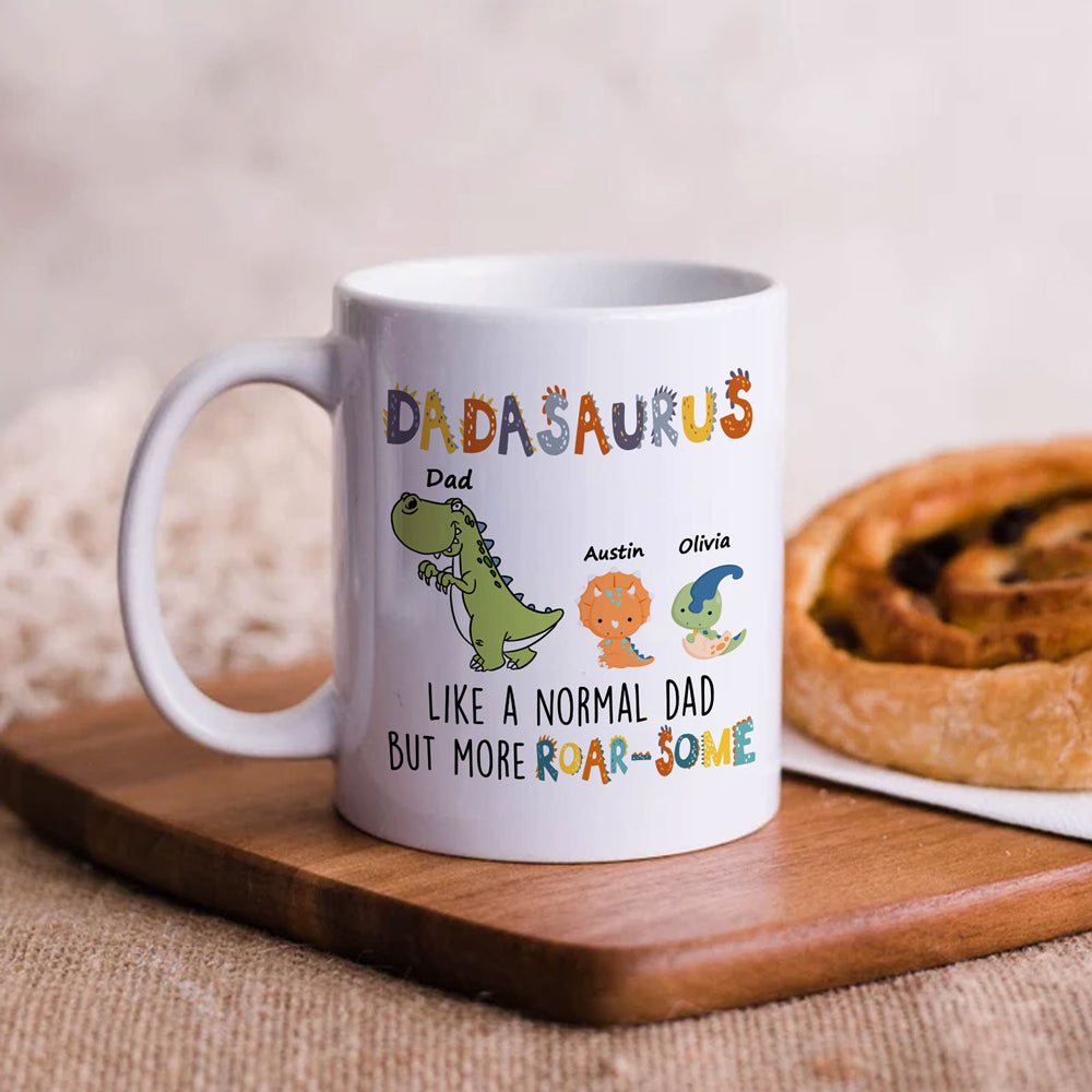 Dad And Daughter Dadasaurus Funny Personalized Mug - Vista Stars