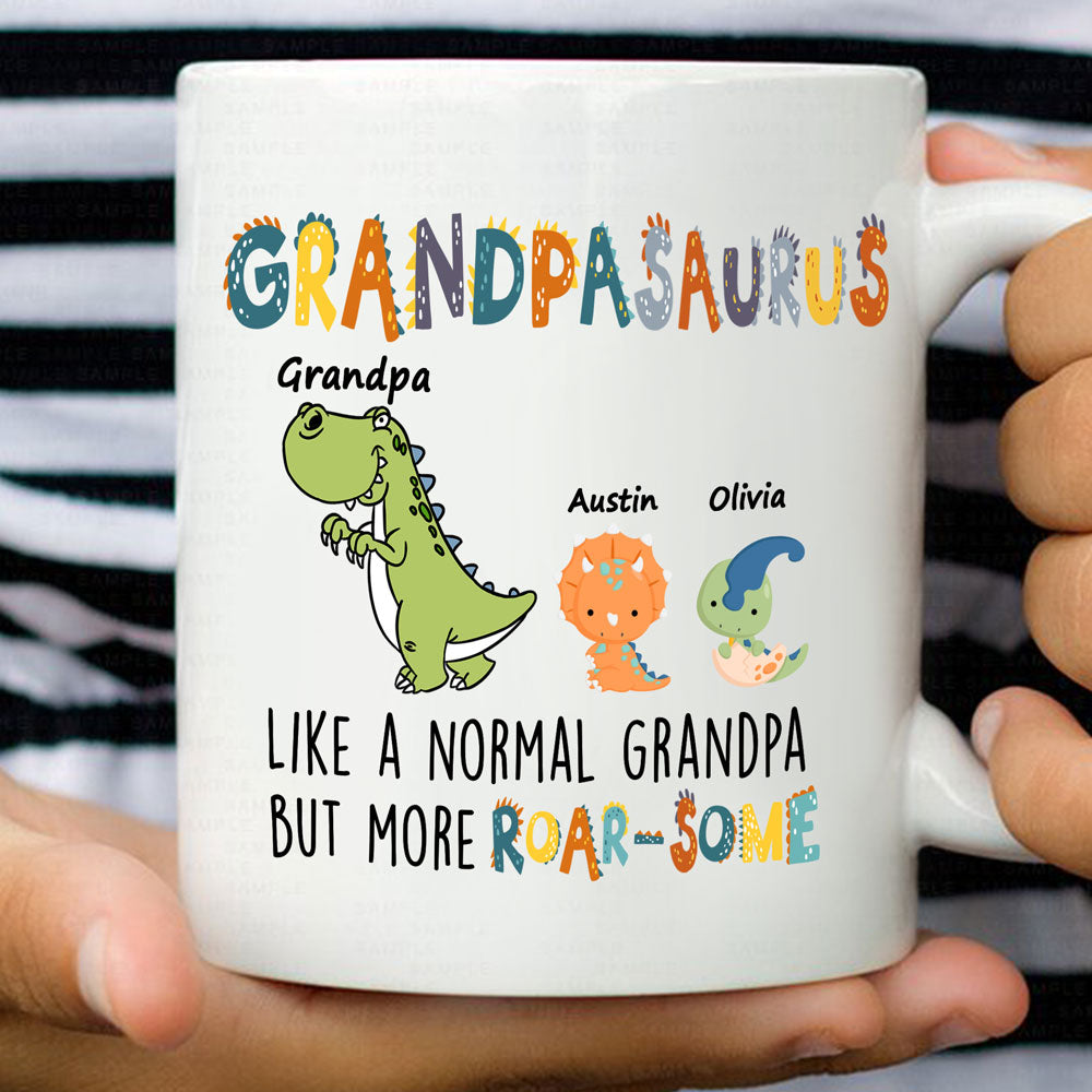 Personalized Mug - Father Mug - Dadasaurus like a normal dad but