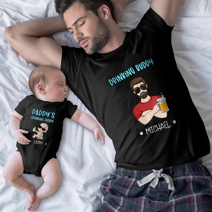 Dad Son Funny Beer Drinking Buddy Father Son Personalized Shirt Onesie