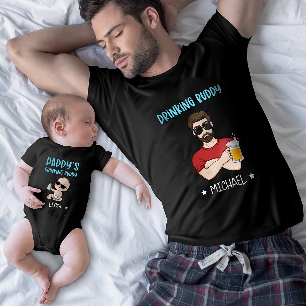 Dad Son Funny Beer Drinking Buddy Father Son Personalized Shirt Onesie -  Vista Stars - Personalized Gifts For The Loved Ones