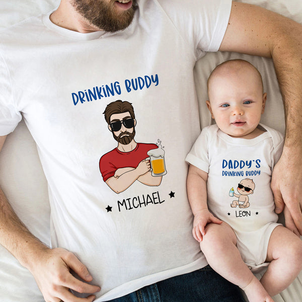 Dad Son Funny Beer Drinking Buddy Father Son Personalized Shirt Onesie -  Vista Stars - Personalized gifts for the loved ones