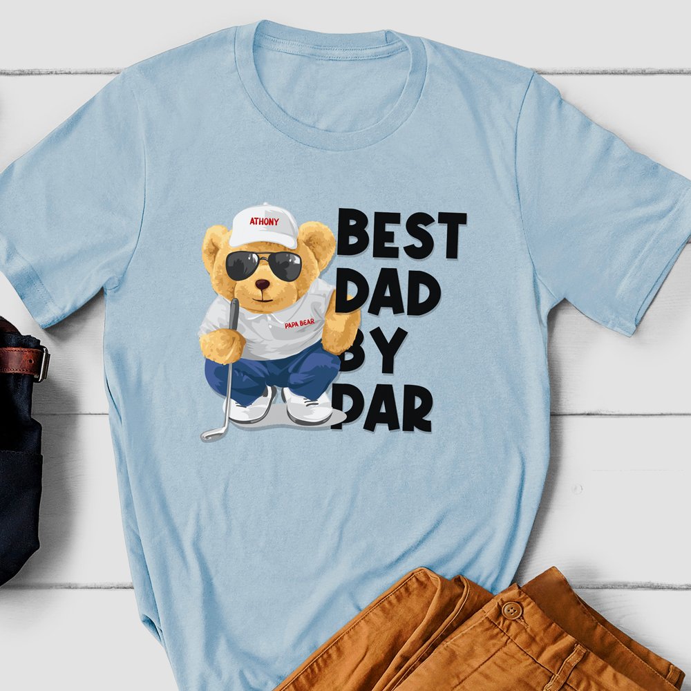 Dad Golf Best Dad By Par Dad Bear Funny Dad Golfing Personalized Shirt