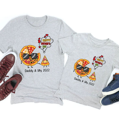Dad & Me Pizza and Slice Father's Day Personalized Pizza Tshirt Onesie