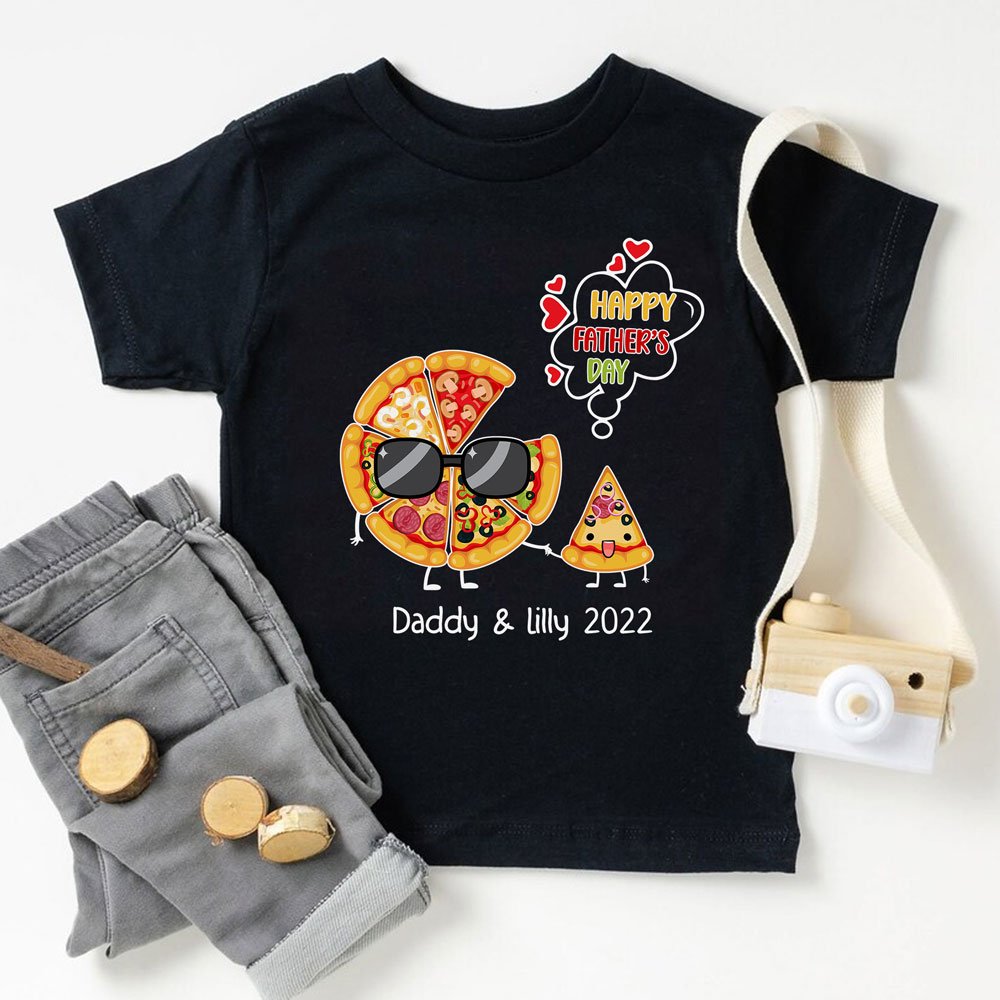 Dad & Me Pizza and Slice Father's Day Personalized Pizza Tshirt Onesie
