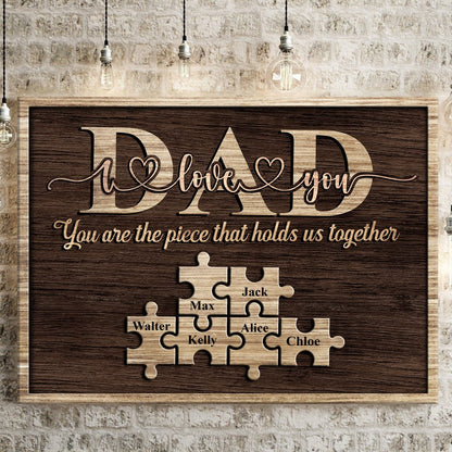 Dad Puzzle Personalized Childrens Names Canvas