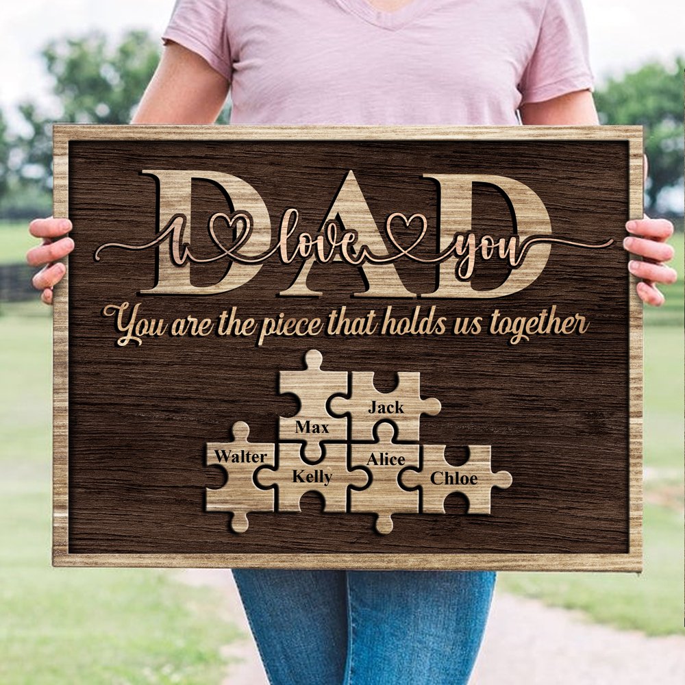 Dad Puzzle Personalized Childrens Names Canvas