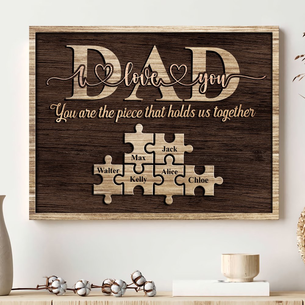 Dad Puzzle Personalized Childrens Names Canvas
