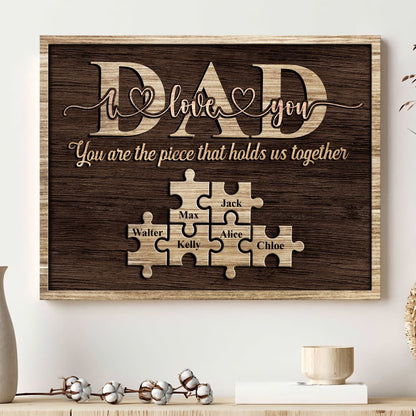 Dad Puzzle Personalized Childrens Names Canvas