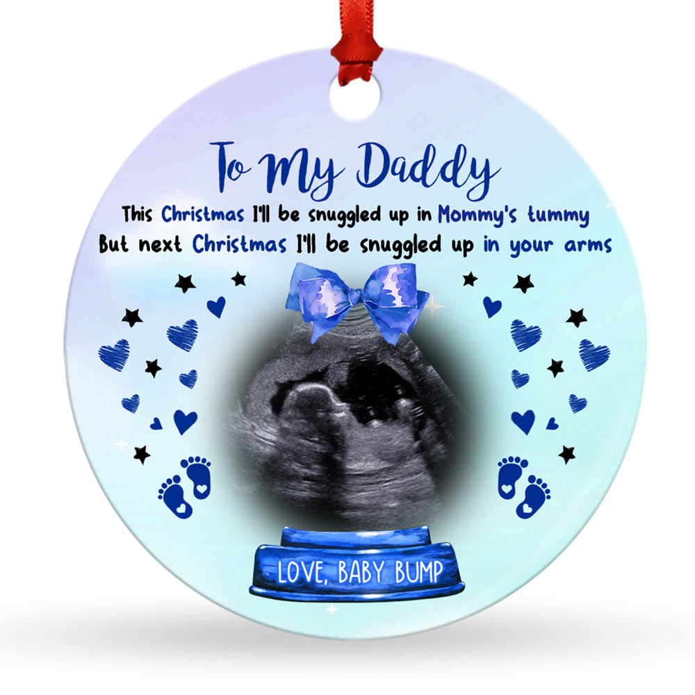 Snuggled In Arms Ornament Personalized Gift For Dad To Be From Bump