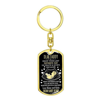 Gift For Expecting Dad Love Kisses Kicks Father's Day Dog Tag Keychains