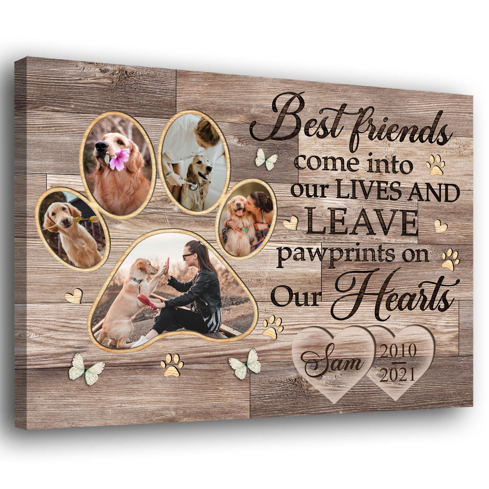 Dog Loss Memorial Leave Pawprints Sympathy Personalized Canvas