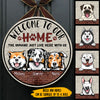 Dog Welcome To Our Home Funny Personalized Wooden Sign