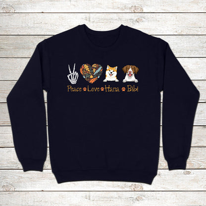 Dog Lovers Dog Mom Peace Love Dogs Autumn Personalized Sweatshirt