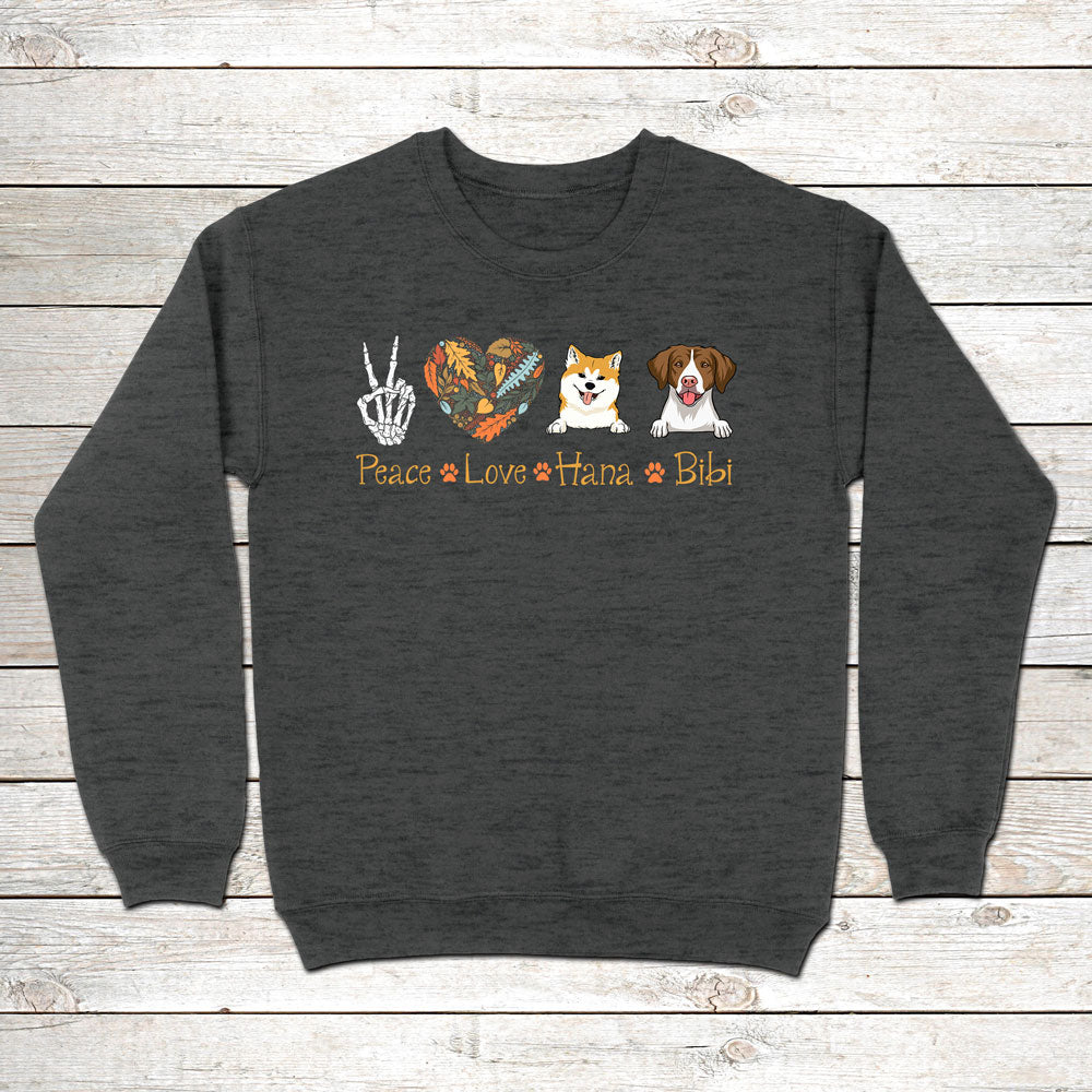 Dog Lovers Dog Mom Peace Love Dogs Autumn Personalized Sweatshirt