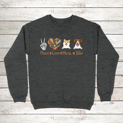 Dog Lovers Dog Mom Peace Love Dogs Autumn Personalized Sweatshirt