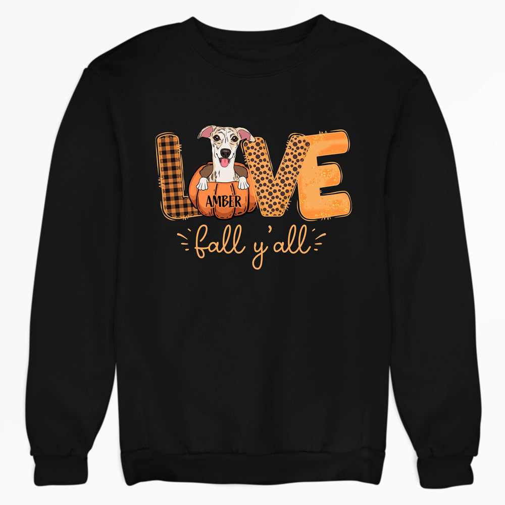 Dog Lovers Love Fall Y'all Autumn Personalized Sweatshirt