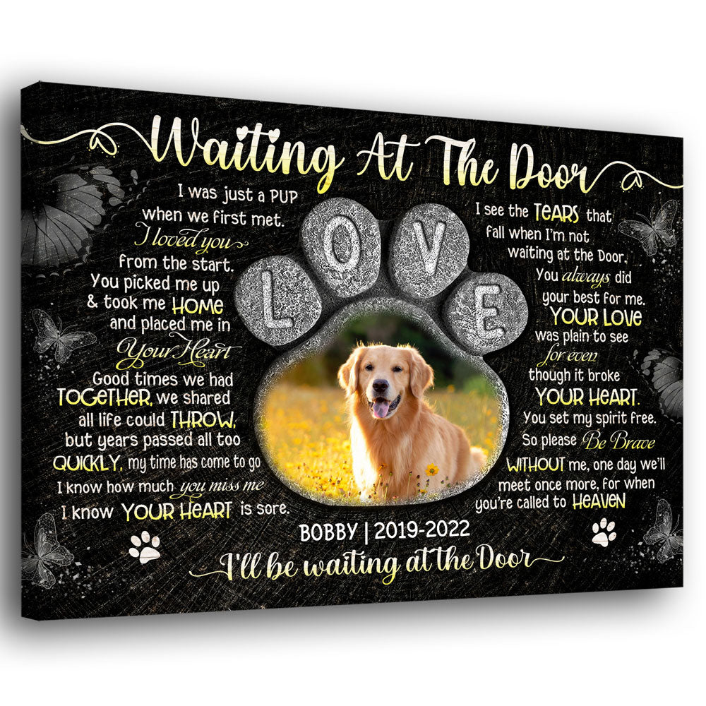 Dog Memorial Pet Waiting At The Door Sympathy Personalized Canvas