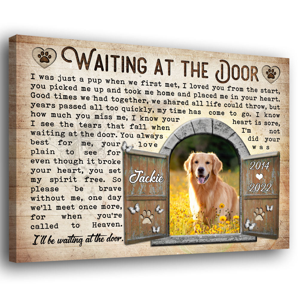 Dog Memorial Pet Loss Photo Waiting At The Door Personalized Canvas