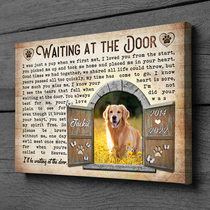 Dog Memorial Pet Loss Photo Waiting At The Door Personalized Canvas