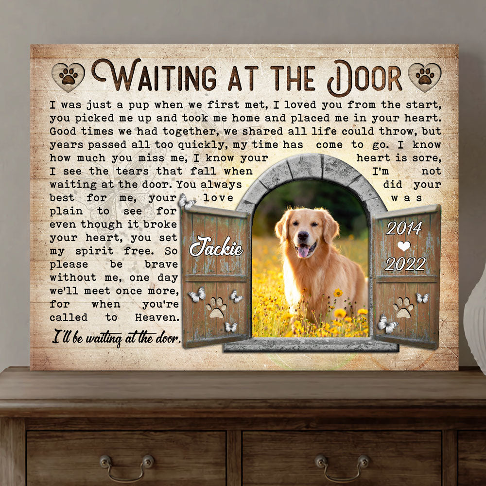 Dog Memorial Pet Loss Photo Waiting At The Door Personalized Canvas